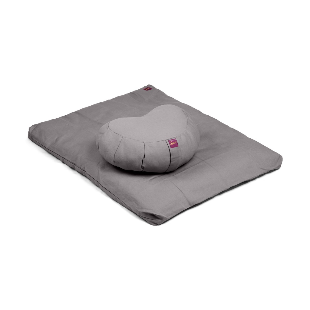Meditation Kit - Zabuton and Buckwheat Filled Crescent Zafu - 2pc - Yogavni